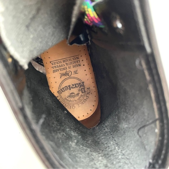 Rare Dr Martens 1460 Vintage 90's Black Leather Boots with Rainbow Stitching - Picture 12 of 15